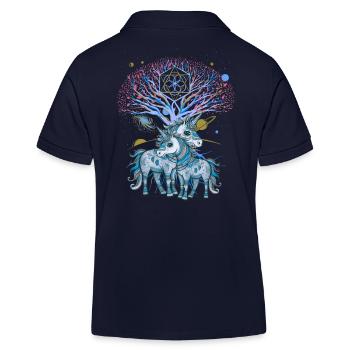 Licornes, Licorne, Chaman, Nature, Forêt, Amérindien - Polo enfant bio Stanley/Stella - bleu marine - Dos