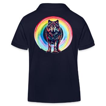 Wolf Wölfe Regenbogen - Kinder Organic Poloshirt Mini Sprinter von Stanley/Stella - Navy - Hinten