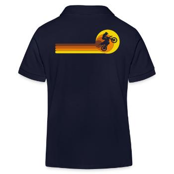 Pit-bike supermoto Dirtbike Vintage 70s Pitbike - Kids Organic Polo Shirt by Stanley/Stella - navy - Back