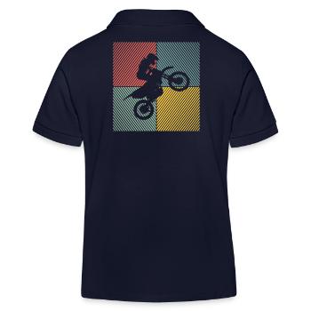 Pit-bike supermoto Dirtbike Vintage Pitbike - Kids Organic Polo Shirt by Stanley/Stella - navy - Back