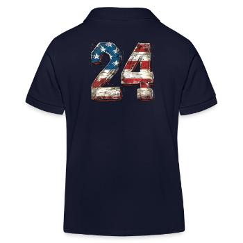 24 United States American Flag Independence Day - Kids Organic Polo Shirt by Stanley/Stella - navy - Back
