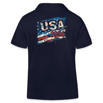 Élection des États-Unis 2024 Drapeau américain Graffiti - Polo enfant bio Stanley/Stella - bleu marine - Dos