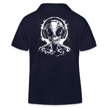Außerirdischer DJ Alien mit Kopfhörer UFO Festival - Kinder Organic Poloshirt Mini Sprinter von Stanley/Stella - Navy - Hinten