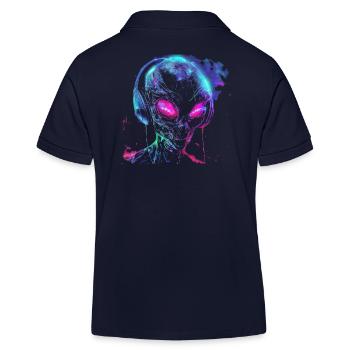 Festival Außerirdischer DJ mit Kopfhörer Alien UFO - Kinder Organic Poloshirt Mini Sprinter von Stanley/Stella - Navy - Hinten