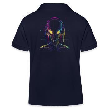 Festival UFO Alien DJ mit Kopfhörer Außerirdischer - Kinder Organic Poloshirt Mini Sprinter von Stanley/Stella - Navy - Hinten