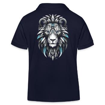 Schwarz-weißes und blaues Löwensymbol - Kinder Organic Poloshirt Mini Sprinter von Stanley/Stella - Navy - Hinten