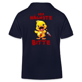 Der Nächste bitte - Ente mit Messer Halloween - Kinder Organic Poloshirt Mini Sprinter von Stanley/Stella - Navy - Hinten