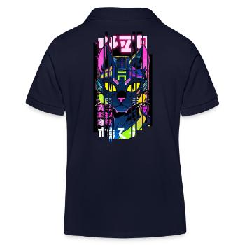 Cyborg Katze Neon Kanji - Kinder Organic Poloshirt Mini Sprinter von Stanley/Stella - Navy - Hinten