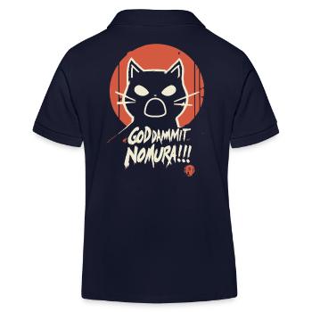 Goddammit Nomura – Cat Design - Kids Organic Polo Shirt by Stanley/Stella - navy - Back