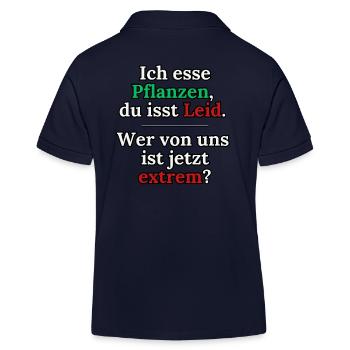Wer ist jetzt extrem? Veganes Statement - Kinder Organic Poloshirt Mini Sprinter von Stanley/Stella - Navy - Hinten