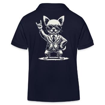 Rock Musik Lustige Heavy Metal Chihuahua Konzert - Kinder Organic Poloshirt Mini Sprinter von Stanley/Stella - Navy - Hinten