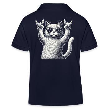 Rock Musik Katze Konzert Festival Design - Kinder Organic Poloshirt Mini Sprinter von Stanley/Stella - Navy - Hinten