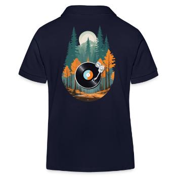 Vintage Turntable Music Retro Streetwear - Kids Organic Polo Shirt by Stanley/Stella - navy - Back