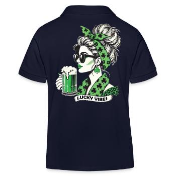 Glückliche Vibes St. Patrick's Day Frau - Kinder Organic Poloshirt Mini Sprinter von Stanley/Stella - Navy - Hinten