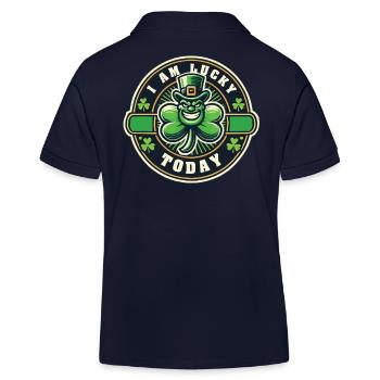 St. Patrick's Day Lucky Clover I'm Today - Kids Organic Polo Shirt by Stanley/Stella - navy - Back