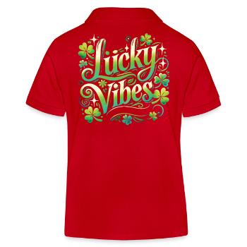 Saint-Patrick Lucky Vibes Design - Polo enfant bio Stanley/Stella - rouge - Dos