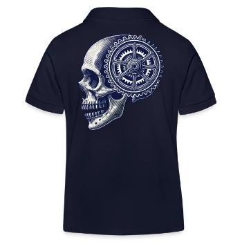 Fahrrad Schädel Getriebe Radsport Kunstwerk - Kinder Organic Poloshirt Mini Sprinter von Stanley/Stella - Navy - Hinten