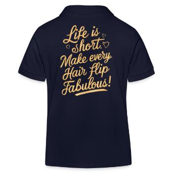 Life Is Short Make Every Hair Flip Fabulous - Kinder Organic Poloshirt Mini Sprinter von Stanley/Stella - Navy - Hinten