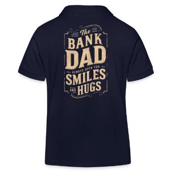 Bench of dad smiles and hugs - Kids Organic Polo Shirt by Stanley/Stella - navy - Back