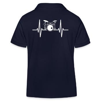 Drums Heartbeat ECG Drumset Music - Kids Organic Polo Shirt by Stanley/Stella - navy - Back