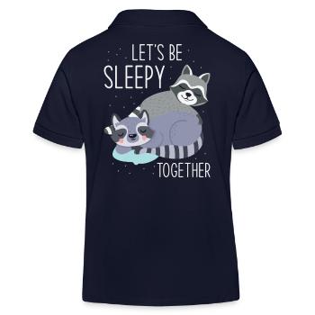 Sleeping Sleepy Tired Raccoon - Kids Organic Polo Shirt by Stanley/Stella - navy - Back