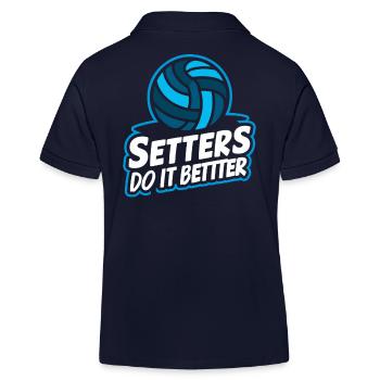 Volleyball Volleyballer Setters Do It Better - Kids Organic Polo Shirt by Stanley/Stella - navy - Back