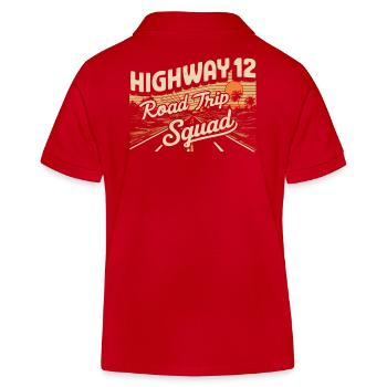 Highway 12 Road Trip Squad Sonnenuntergang - Kinder Organic Poloshirt Mini Sprinter von Stanley/Stella - Rot - Hinten