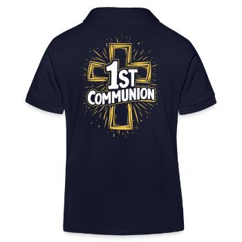 Conception de la croix de première communion - Polo enfant bio Stanley/Stella - bleu marine - Dos