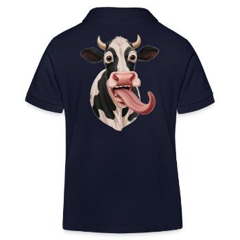 Lustige Kuh Mit Heraushängender Zunge - Kinder Organic Poloshirt Mini Sprinter von Stanley/Stella - Navy - Hinten