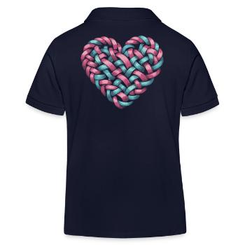 Cable Knit Heart Shape Heart - Kids Organic Polo Shirt by Stanley/Stella - navy - Back