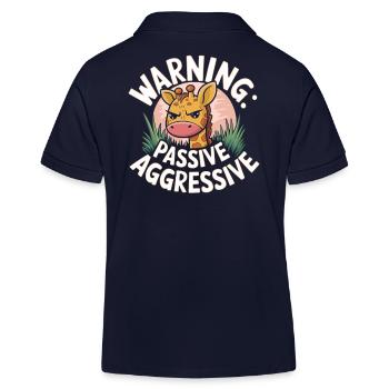 Warning: Passive Aggressive Giraffe Humor - Kids Organic Polo Shirt by Stanley/Stella - navy - Back