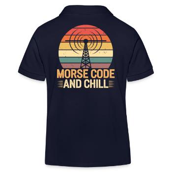 Amateurfunker Ham Radio Morse Code And Chill - Kids Organic Polo Shirt by Stanley/Stella - navy - Back