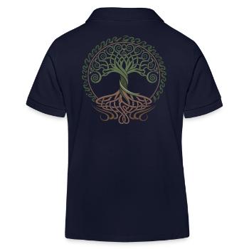 Neo Celtic Lebensbaum Symbolik - Kinder Organic Poloshirt Mini Sprinter von Stanley/Stella - Navy - Hinten