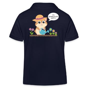 Croissance du hamster avec arrosoir dans le jardin - Polo enfant bio Stanley/Stella - bleu marine - Dos