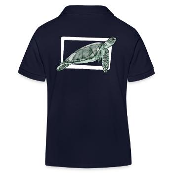 Turtle / Reptile / Sea / Ocean / Animal / Lake - Kids Organic Polo Shirt by Stanley/Stella - navy - Back