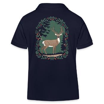 Magical deer scene in cottage core style - Kids Organic Polo Shirt by Stanley/Stella - navy - Back