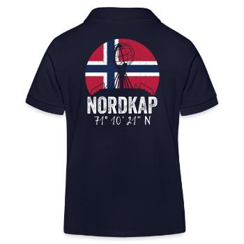 Norwegen Norway Norge Koordinaten Nordkap - Kinder Organic Poloshirt Mini Sprinter von Stanley/Stella - Navy - Hinten