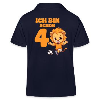 Fußball Geburtstag Löwe Sternzeichen 4 Jahre Junge - Kinder Organic Poloshirt Mini Sprinter von Stanley/Stella - Navy - Hinten
