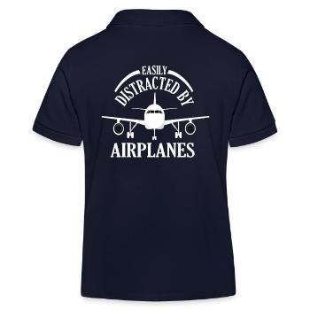 Facilement distrait par les avions Aviation drôle - Polo enfant bio Stanley/Stella - bleu marine - Dos