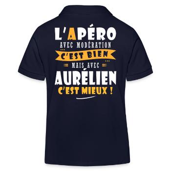 Aurélien Cadeau Humour cadeau aurélien - Polo enfant bio Stanley/Stella - bleu marine - Dos
