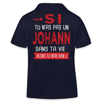 Johann Si tu n as pas un johann Cadeau humour - Polo enfant bio Stanley/Stella - bleu marine - Dos