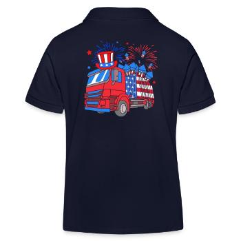 Garbage Truck Garbage Truck Garbage Man Trash Can - Kids Organic Polo Shirt by Stanley/Stella - navy - Back