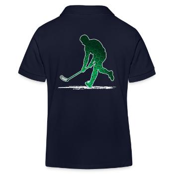 Floorballer Floorball Player Unihoc Floorball - Kids Organic Polo Shirt by Stanley/Stella - navy - Back