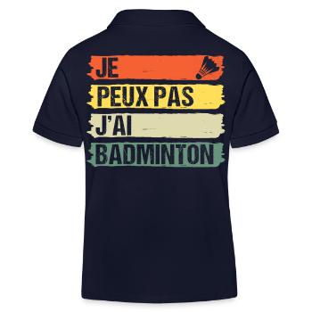Je peux pas j' ai badminton cadeau badiste vintage - Polo enfant bio Stanley/Stella - bleu marine - Dos