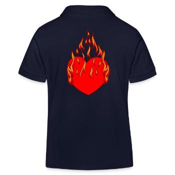 Coeur, Feu, Flamme, Enfer, Amour, Amour, Relation, - Polo enfant bio Stanley/Stella - bleu marine - Dos