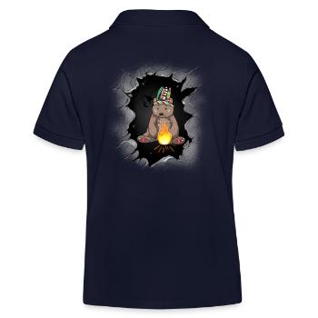 Braunbär Schamane Bär Lagerfeuer Bären - Kinder Organic Poloshirt Mini Sprinter von Stanley/Stella - Navy - Hinten