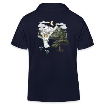 nature, angel, nature lover, spiritual, mountain, mountain - Kids Organic Polo Shirt by Stanley/Stella - navy - Back