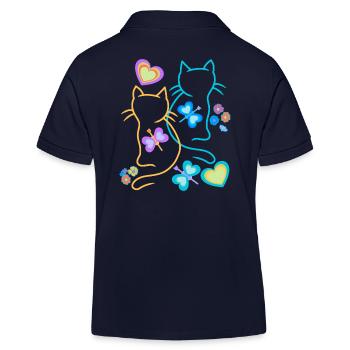 Katze Katzen Kätzchen - Kinder Organic Poloshirt Mini Sprinter von Stanley/Stella - Navy - Hinten