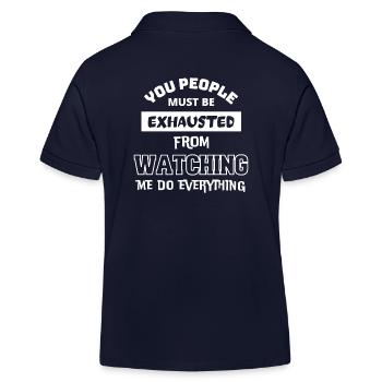 Muss erschöpft sein, wenn er mir dabei zusieht, wie ich alles tue - Kinder Organic Poloshirt Mini Sprinter von Stanley/Stella - Navy - Hinten