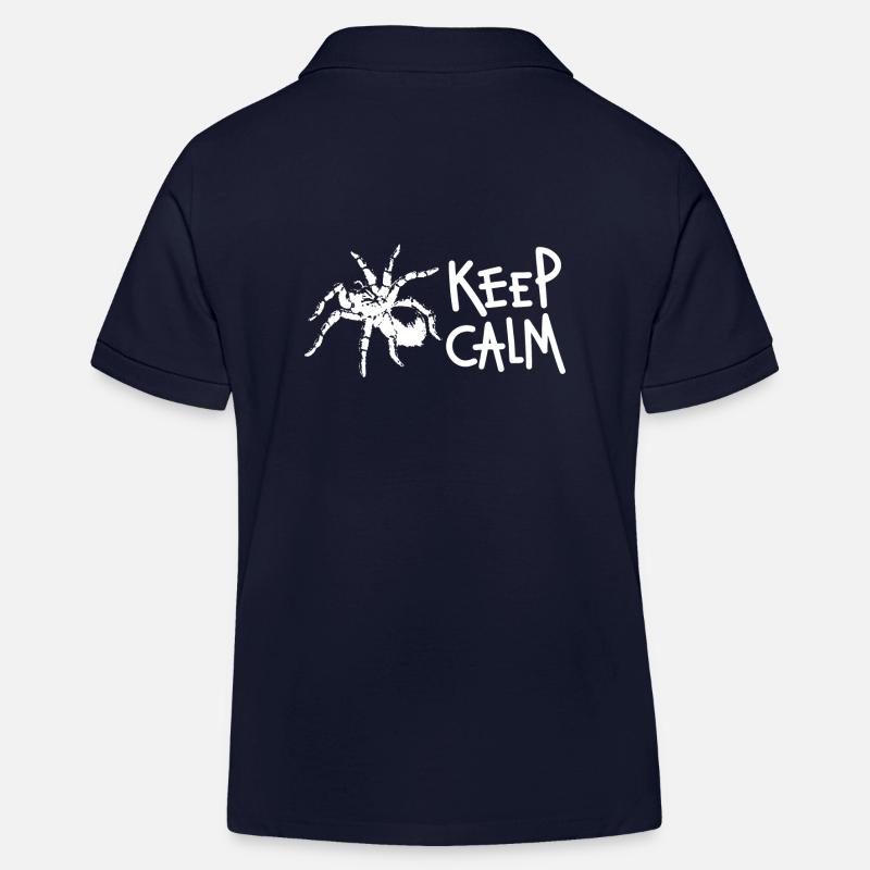 Citation de Keep Calm Tarantula Spider - Polo enfant bio Stanley/Stella - bleu marine
